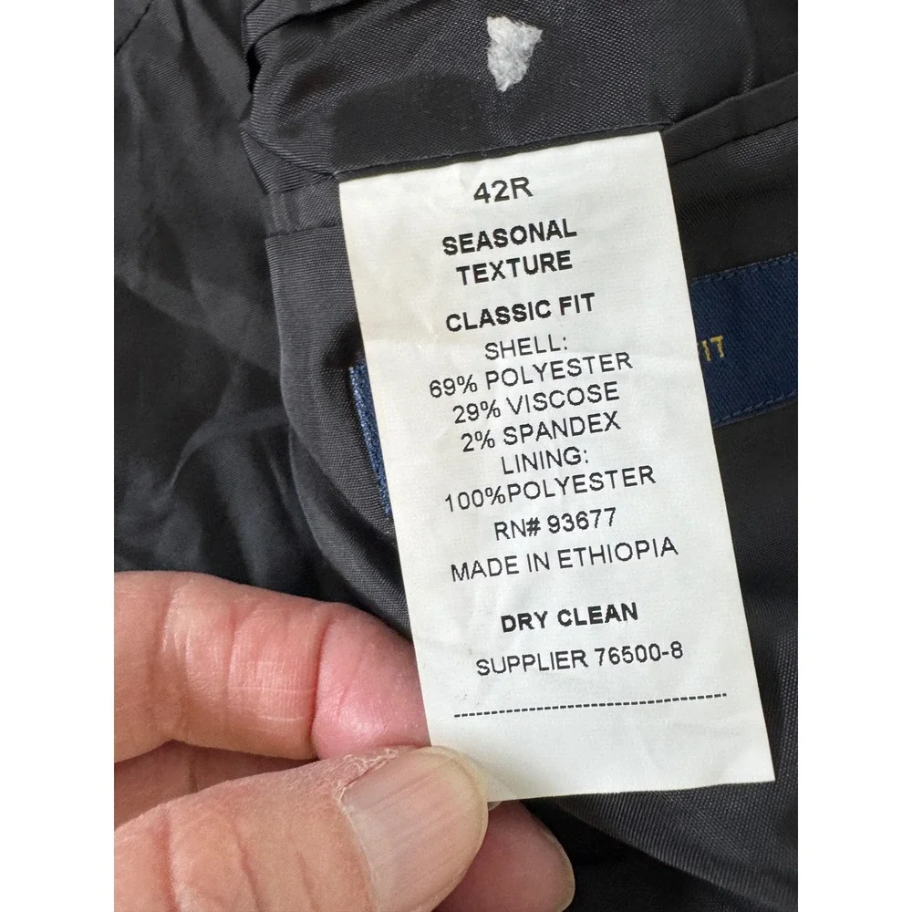 Stafford Men's‎ Dark Charcoal Classic Fit Stretch Comfort Blazer Jacket 42 Reg